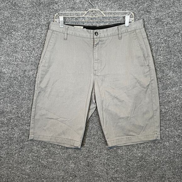 Volcom Shorts Mens 32 Gray Chino Lightweight Logo Casual Beach Surf - Picture 1 of 9